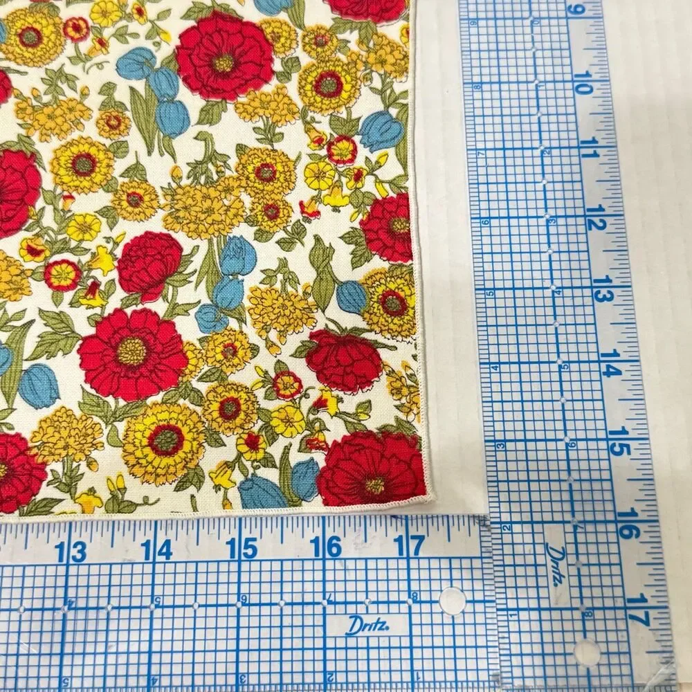 5 Vtg Floral All Over Print Cloth Napkins Red Yellow Blue Liberty Fabrics Style